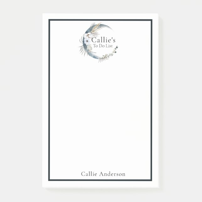 Name Personalized Blue Moon and Flowers Notes (Front)