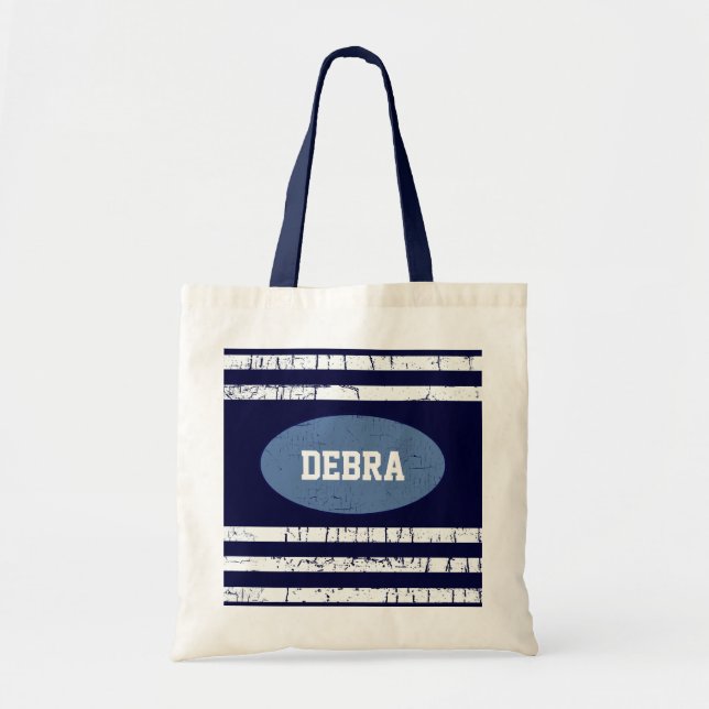 name personalized blue tote bag (Front)