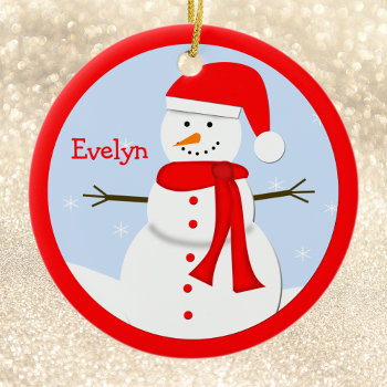 Name Personalized Christmas Snowman Ornament by ornamentsbyhenis at Zazzle