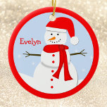 Name Personalized Christmas Snowman Ornament at Zazzle