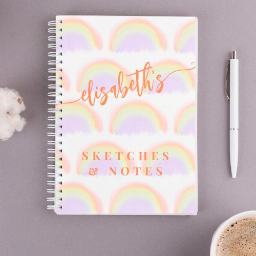 Name personalized colorful pattern sketchbook  notebook