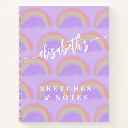 Name personalized colorful pattern sketchbook  notebook