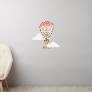 Name Personalized Cute Pastel Hot Air Balloon  Wall Decal