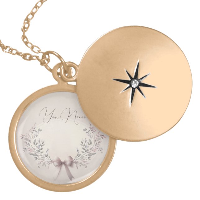 Name personalized, French Antique elegant Gold Plated Necklace (Front)