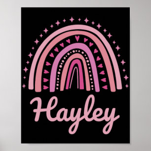 Name Personalized Funny Women Pink Rainbow Hayley Poster