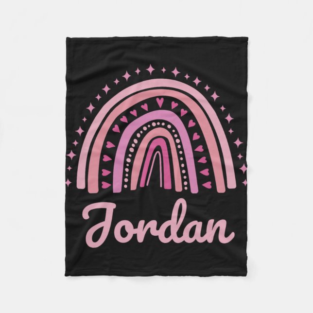 Name Personalized Funny Women Pink Rainbow Jordan  Fleece Blanket (Front)