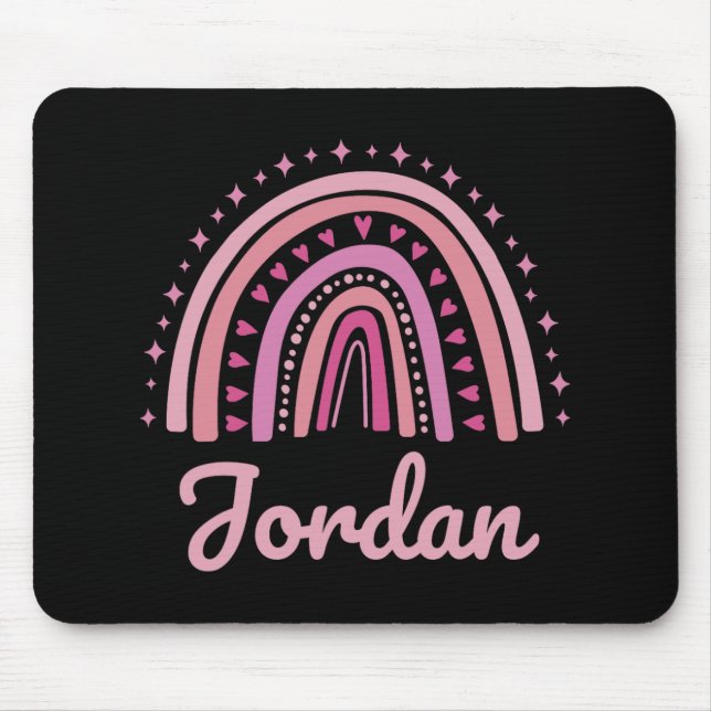 Name Personalized Funny Women Pink Rainbow Jordan  Mouse Pad (Front)