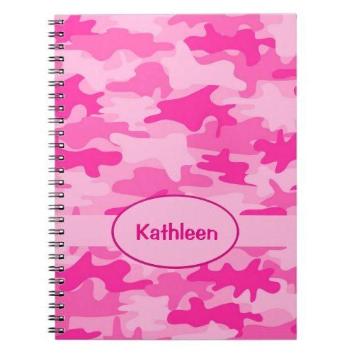 Name Personalized Hot Pink Camouflage Writing Notebook