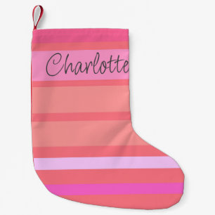 Name   Personalized Hot Pink Stripes Small Christmas Stocking