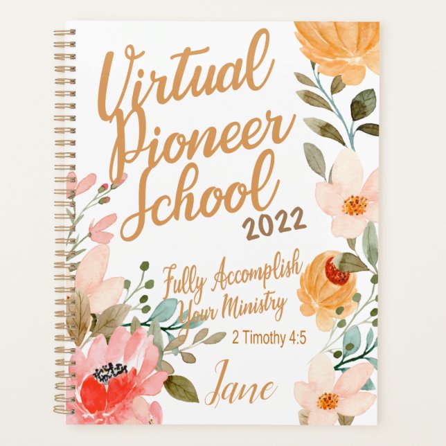 Name Personalized JW Pioneer Service School 2022  Planner (Front)