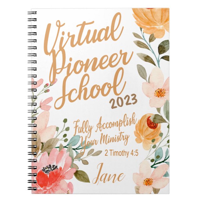 Name Personalized JW Pioneer Service School 2023 Notebook (Front)