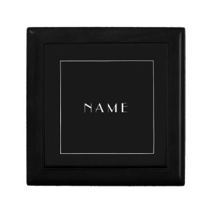 Name Personalized Modern Black White Minimalist Gift Box
