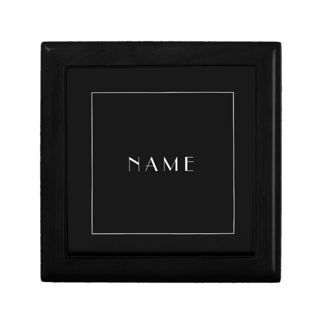 Name Personalized Modern Black White Minimalist Gift Box (Front)