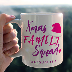 Name personalized pink Christmas family script Coffee Mug