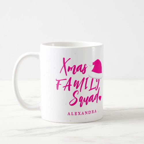 Name personalized pink Christmas family script Coffee Mug