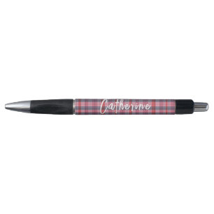 Name Personalized Pink Plaid Pen One Owl Artist