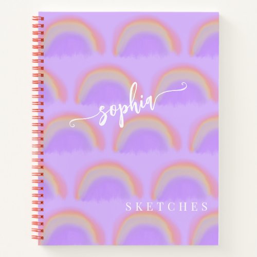 Name personalized rainbow pattern sketchbook notebook