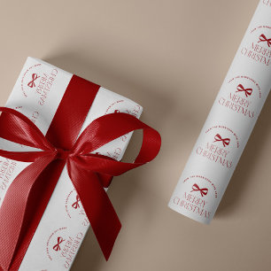 Name personalized red white Merry Christmas Wrapping Paper