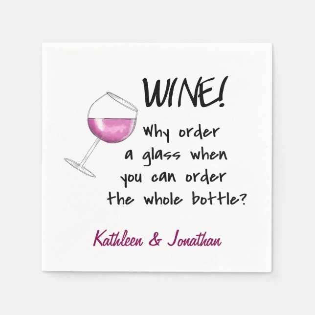 Name Personalized Red Wine Funny Word Saying Paper Napkins (Front)