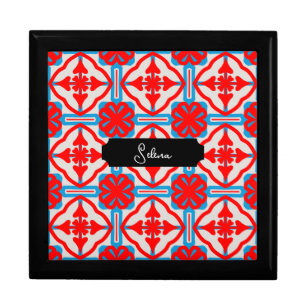 Name Personalized Red Wooden Jewelry Keepsake Box