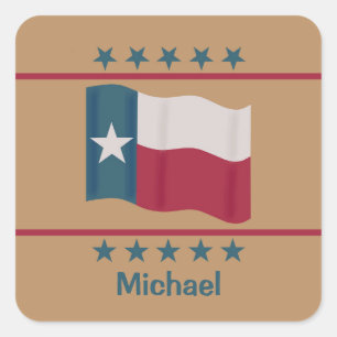 Name Personalized Texas Lone Star Flag Square Sticker
