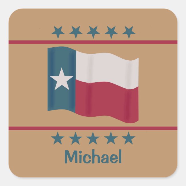 Name Personalized Texas Lone Star Flag Square Sticker (Front)