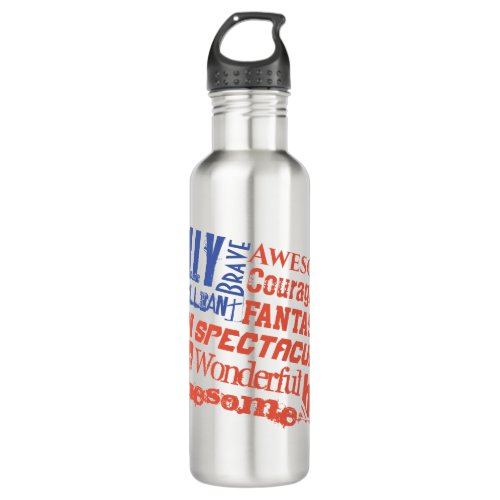 Name Personalized USA flag  Words of Admiration Stainless Steel Water Bottle