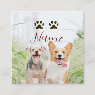 name pet animal dog cat paw simple photo minimal square business card