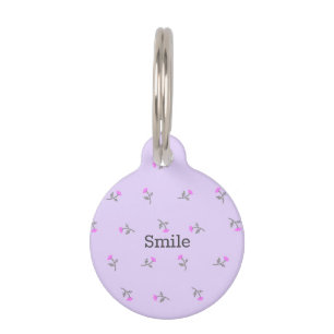 Name Phone Number Custom Wild Rose (Lavender) Pet  ID Tag