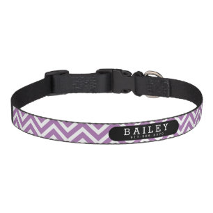 Name & Phone Purple Zigzag Pet Collar