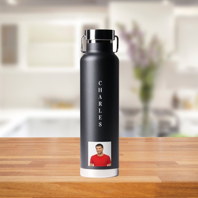 Name photo black white guy water bottle (Creator Uploaded)