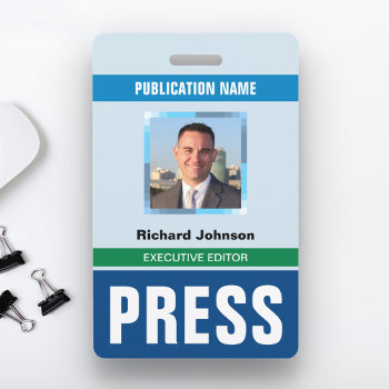 Name Photo Journalist Reporter Press Pass Id Card Badge by ShabzDesigns at Zazzle