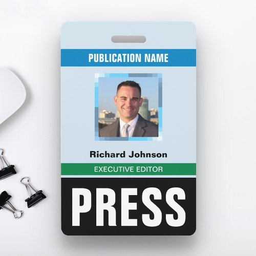 Name Photo Journalist Reporter Press Pass ID Card Badge