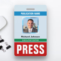 Name Photo Journalist Reporter Press Pass ID Card