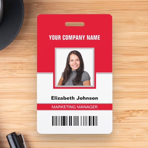 Name Photo Logo Barcode Corporate Employee ID Card Badge