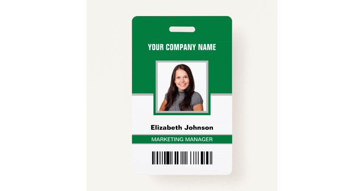 Name Photo Logo Barcode Corporate Employee ID Card Badge Zazzle