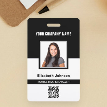 Name Photo Logo Qr Code Corporate Employee Id Card Badge by ShabzDesigns at Zazzle