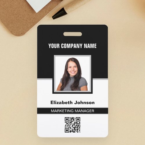 Name Photo Logo QR Code Corporate Employee ID Card Badge