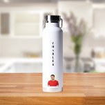 Name photo white guy water bottle<br><div class="desc">A classic white background.  Personalize and add your name and a profile photo.</div>