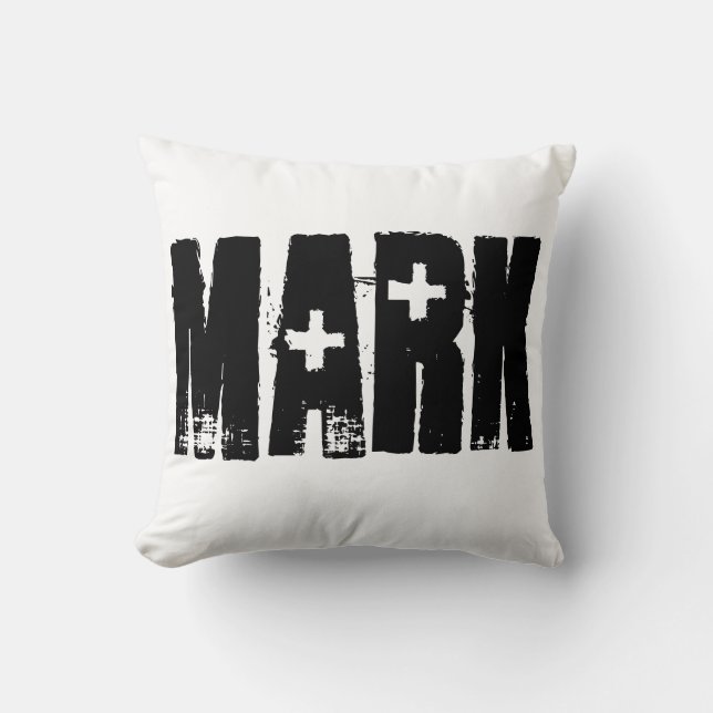 Name Pillow Black and White Personalized (Front)