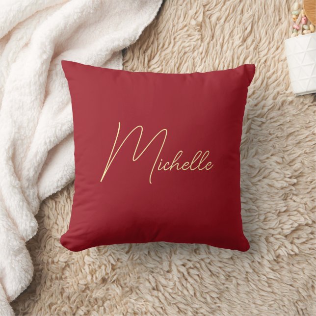 Name Pillows Custom Template Ruby Red Gold Text (Blanket)