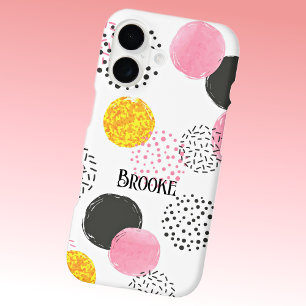 Name, Pink Black Gold Abstract Pattern iPhone 17 Case