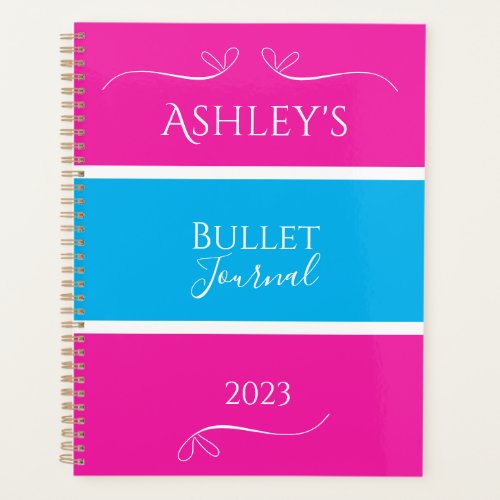 Name Pink Blue Modern Bullet Journal Planner