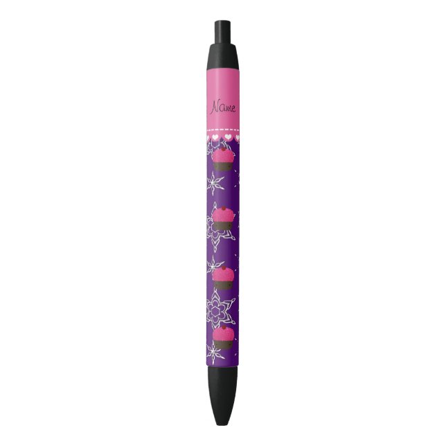 Name pink cupcake indigo purple silver snowflakes pen (Front Vertical)