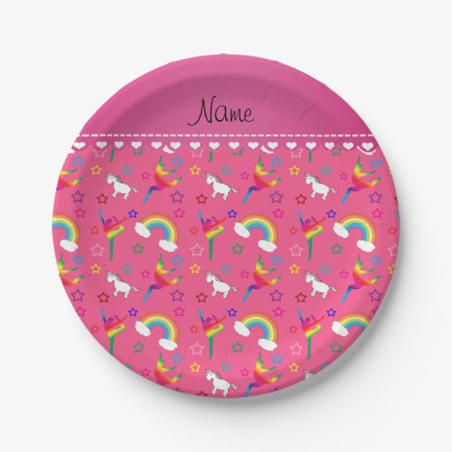 Name pink gymnastics rainbows unicorns paper plates