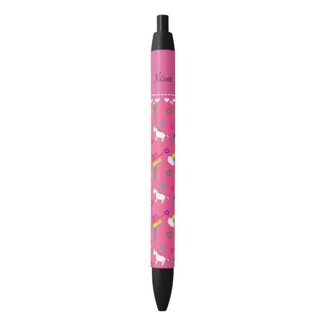 Name pink gymnastics rainbows unicorns pen (Front Vertical)