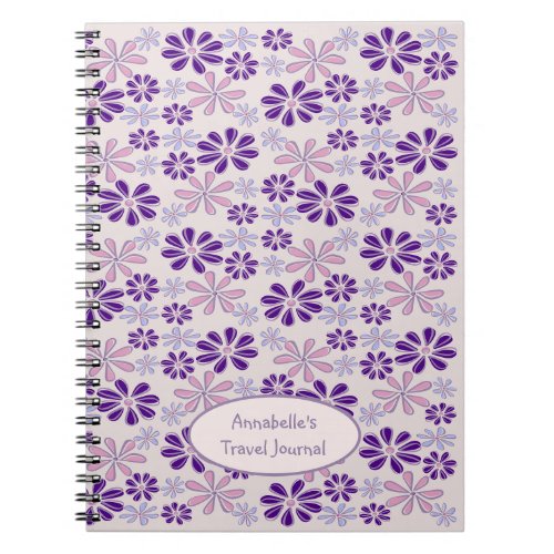 Name Pink Indigo Flower Doodle Notebook