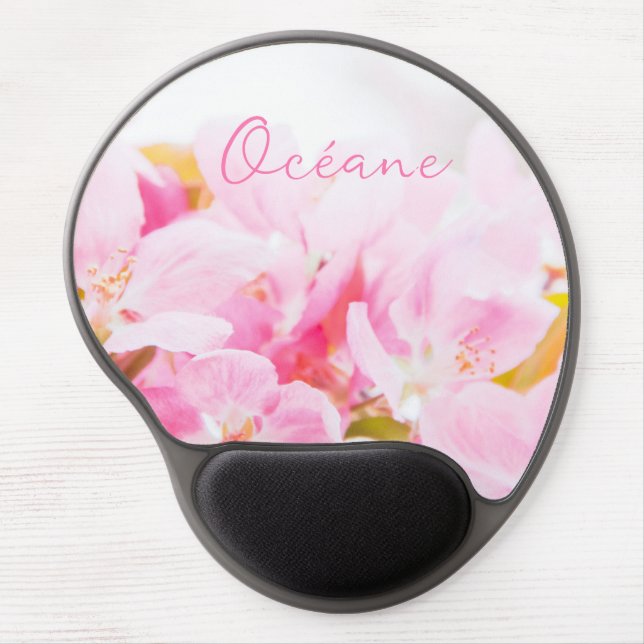 Name Pink Spring Apple Blossoms Gel Mouse Pad (Front)