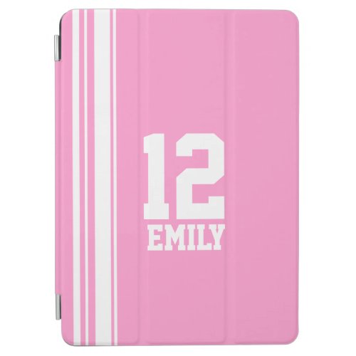 Name pink  white sport name number ipad cover