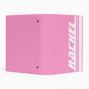 Name pink & white stripe sport girls  mini binder
